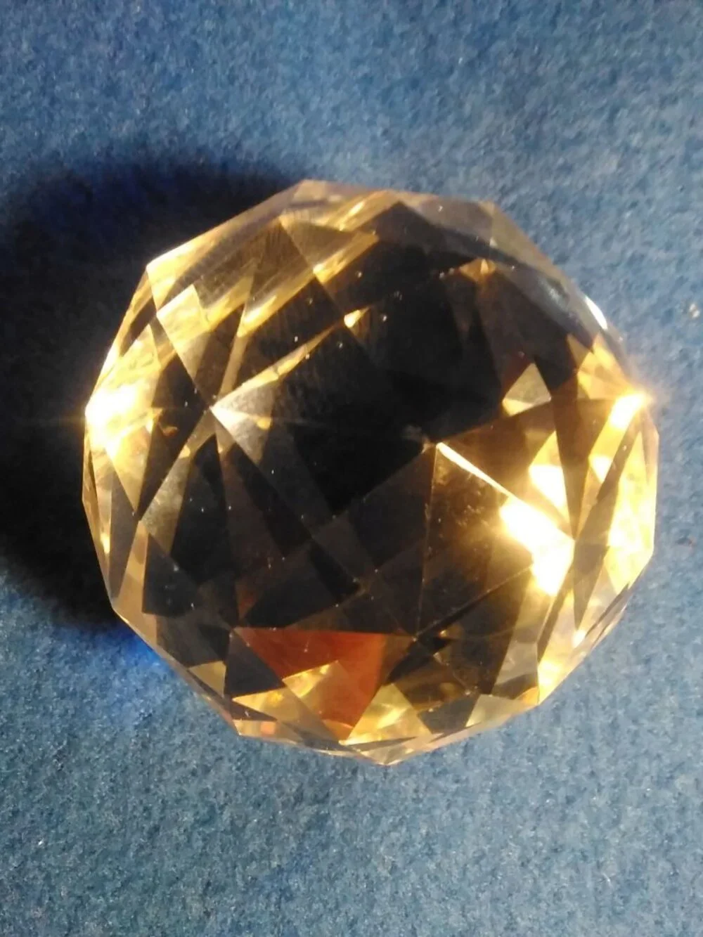 Antique Vintage Small Heavy Multifaceted Hexagon Cut Glass Paper Weight #A43